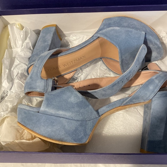Stuart Weitzman Blue Suede Women's Sandals - Picture 4 of 6